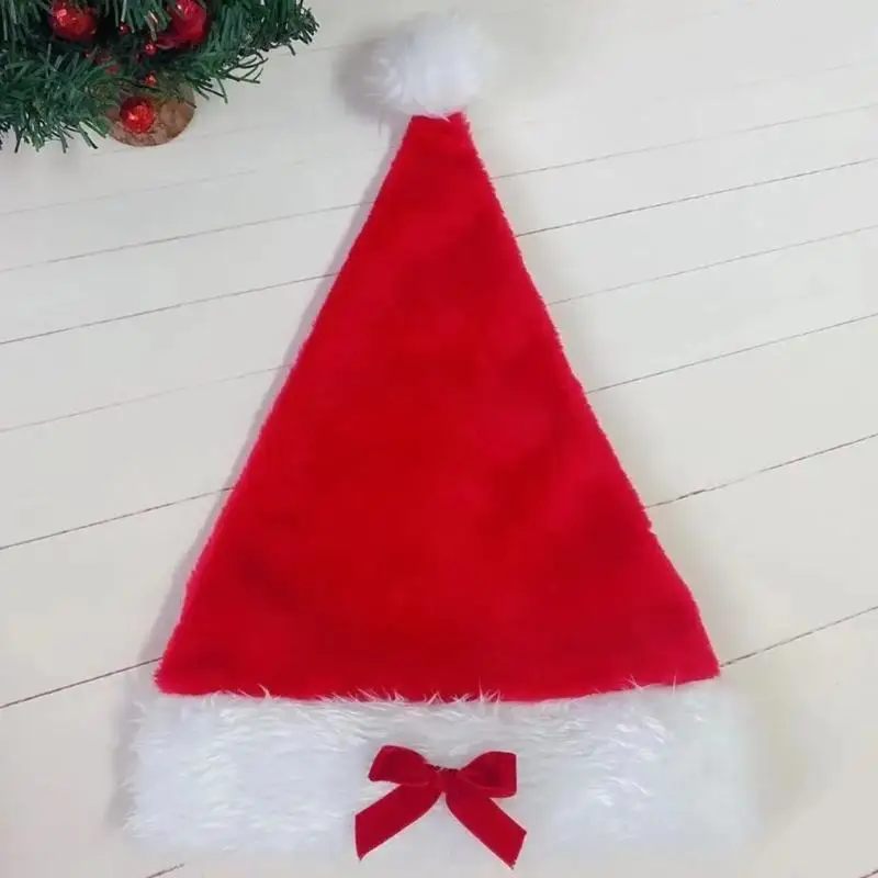 31BB 파티 모자 플러시 메리 크리스마스 모자 축제 가족 모임 파티 소품 모자 휴일 모자 장식 Bowknot 산타 모자
