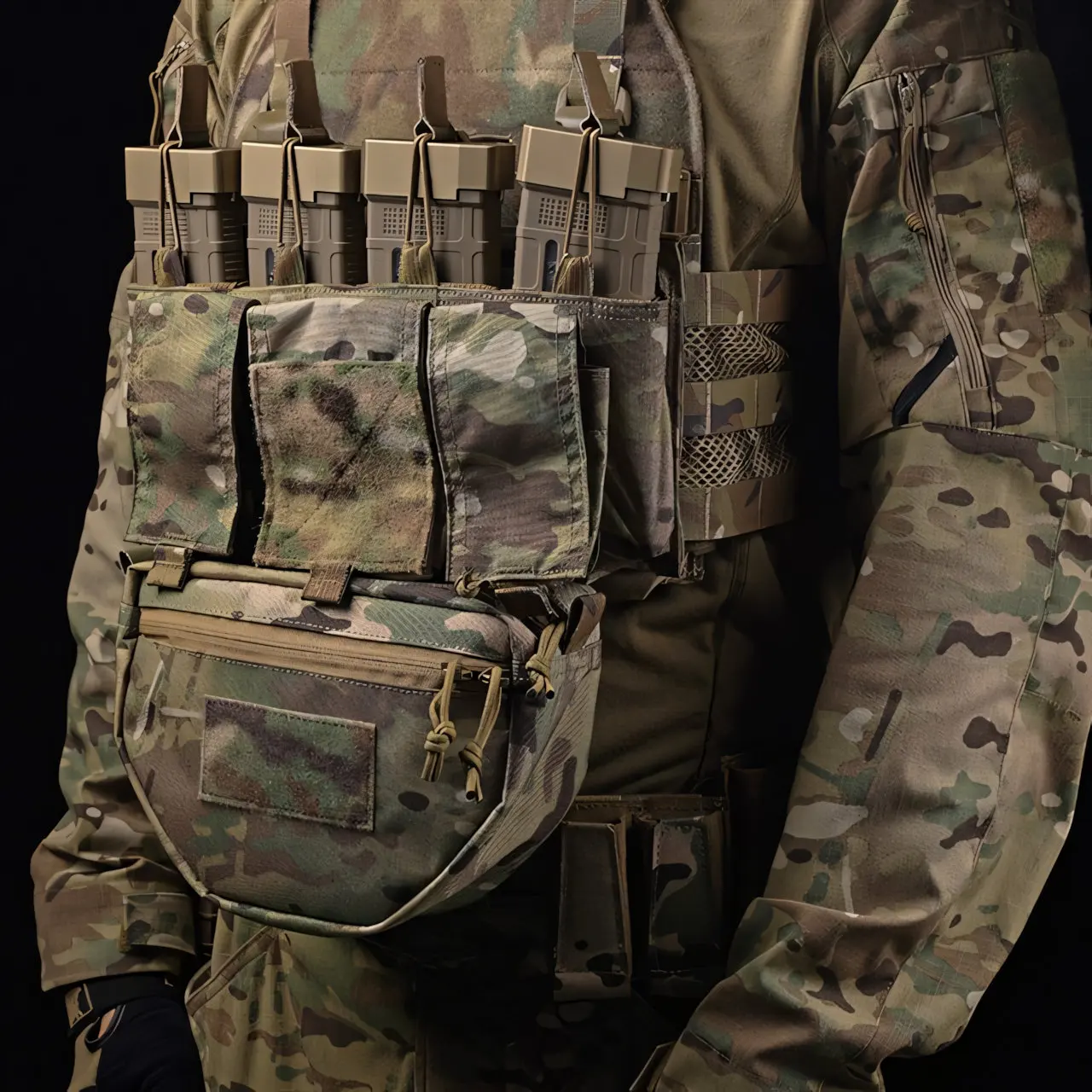 Wosport Tactical Underbelly Pouch Cordura Hook Loop Mount Internal Panel Zipper Organizer for Airsoft Outdoor Activities
