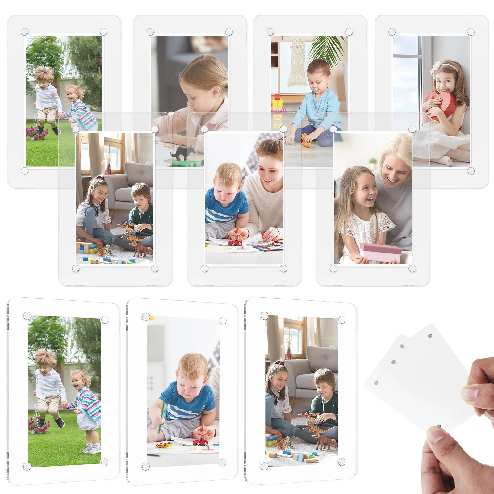 10Pcs Fridge Magnetic Photo Frames Double Sided Refrigerator Photo Holder Clear Acrylic Refrigerator Magnet Picture Frame