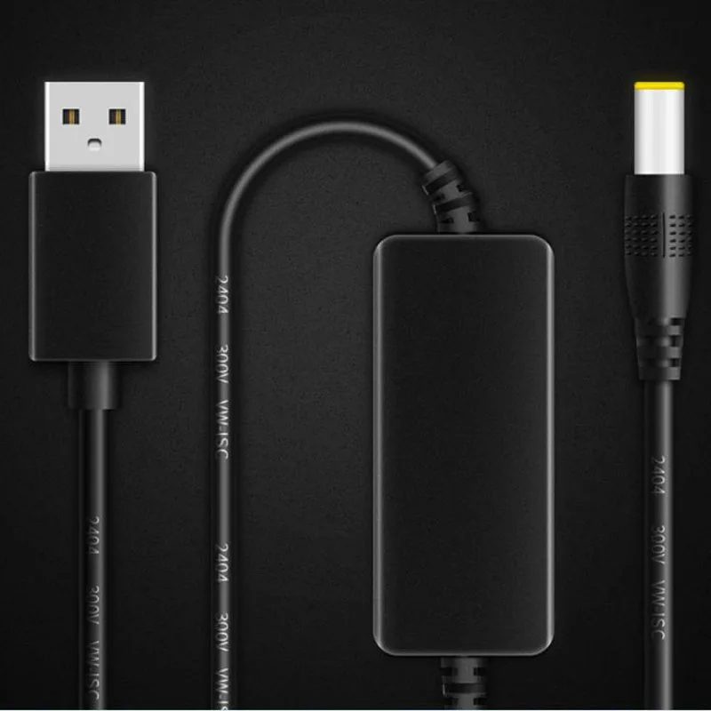 USB 5V to 12V/9V Step Up Converter Cable 1.3m DC Booster Cable with 2.1x5.5mm Plug for Monitor LED Strip USB Power Adapter Line