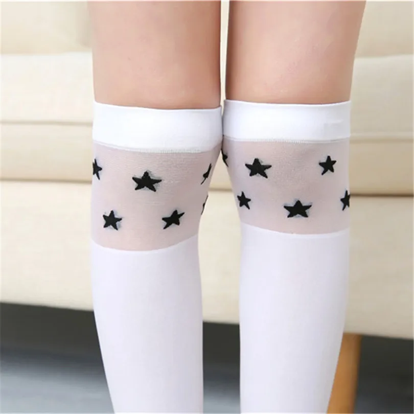 White school girls over the knee high long socks cartoon cat/star/heart/stripe design baby kids child student princess stockings