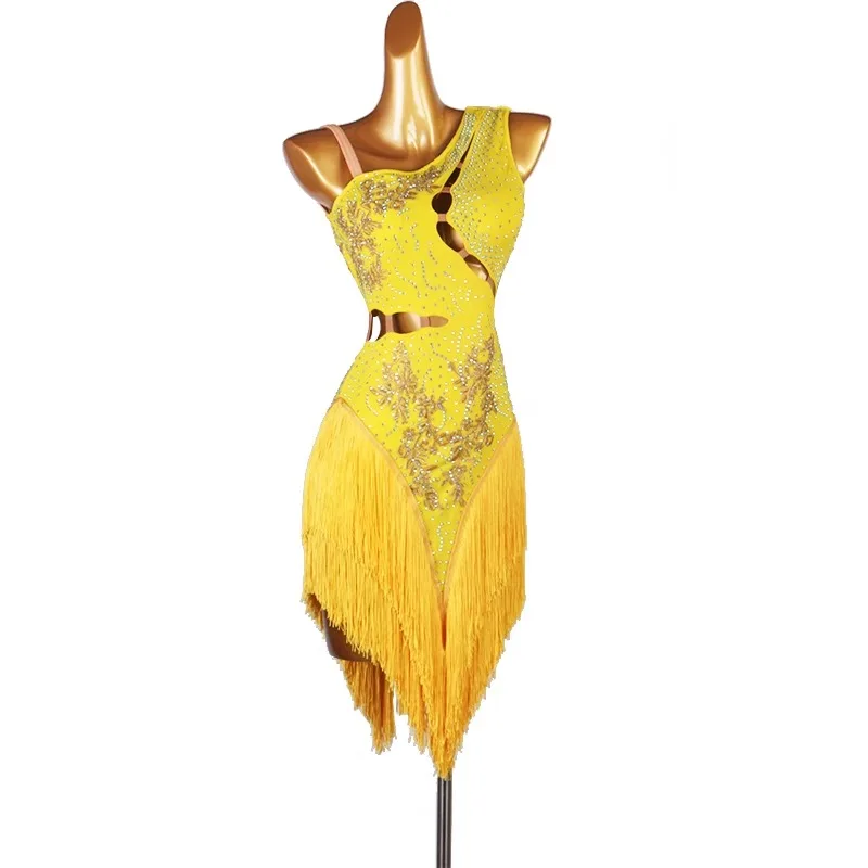 Robe de spectacle de concours de danse latine professionnelle avec diamant robe de danse Samba Style gland robe de danse latine nouveau Style