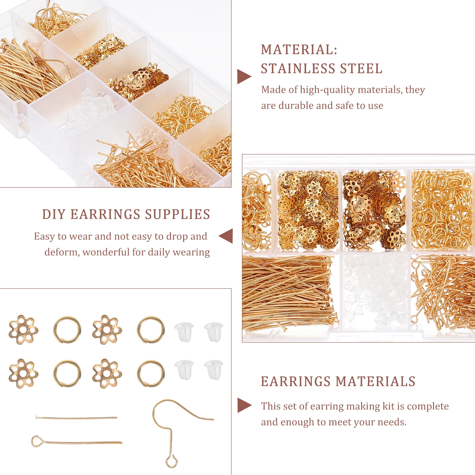 

1 Box Diy Earring Making Kit Hoops Ear Back Set High-Quality Durable Materials Easy Wear Complete Supplies For Unique Handmade
