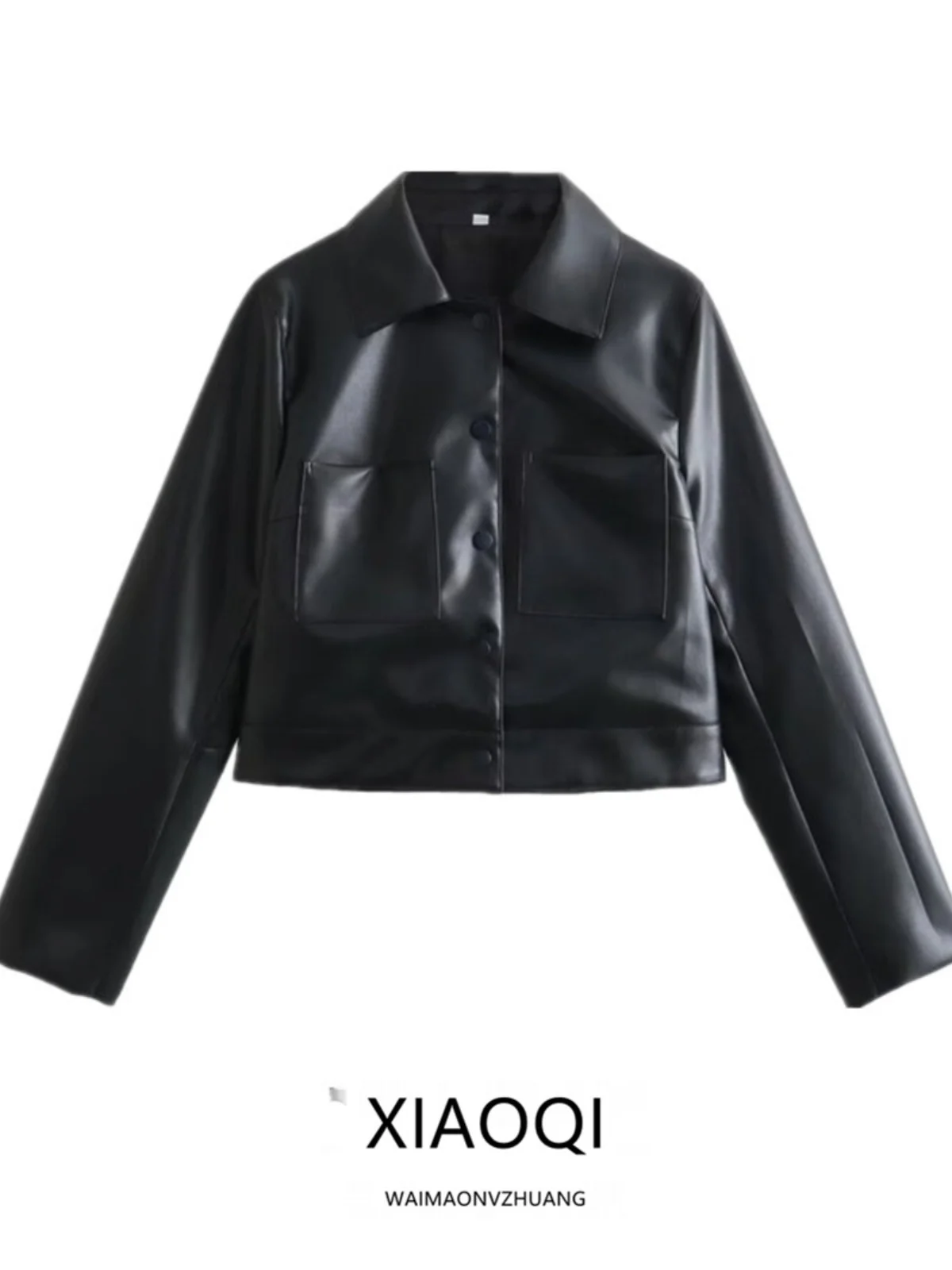 Primavera 2024 Cappotto da donna Faion ort in pelle con colletto Jaet Street Sle Slim Fit Altro materiale Lunghezza 00% ort
