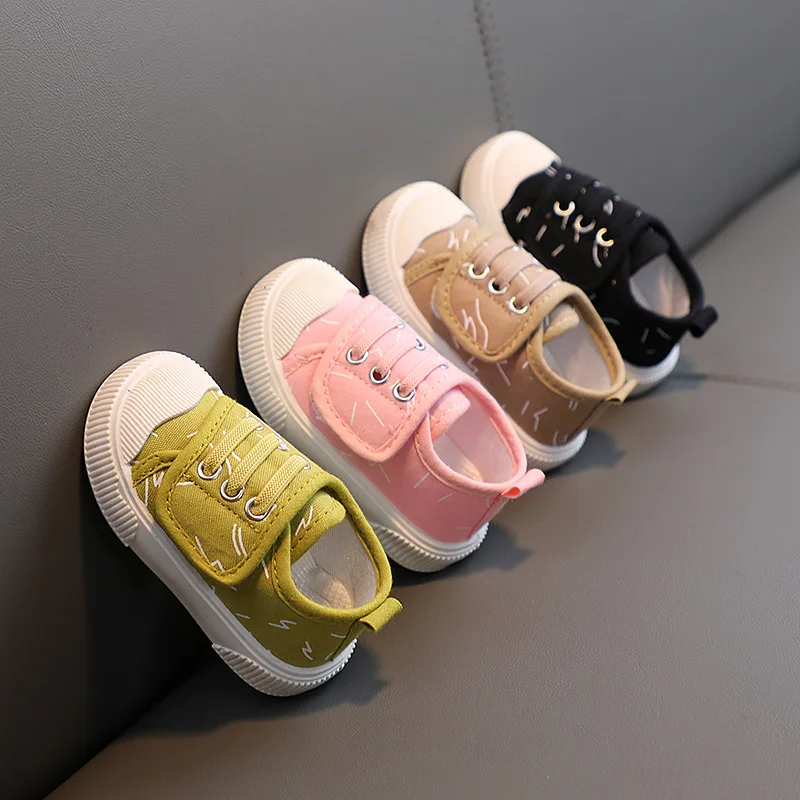 Spring Autumn Children Low-top Breathable Canvas Shoes Kids Soft-soled Baby First-walking Shoes Casual Skate Shoes Boys Girls