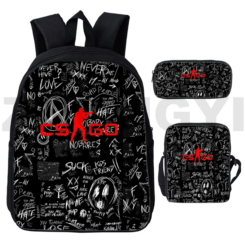 

Waterproof Canvas CS GO 3D Print Backpack Fashion Schoolbag for Girls 3 Pcs/Set Large Capacity Elementary Bookbag Laptop Satchel