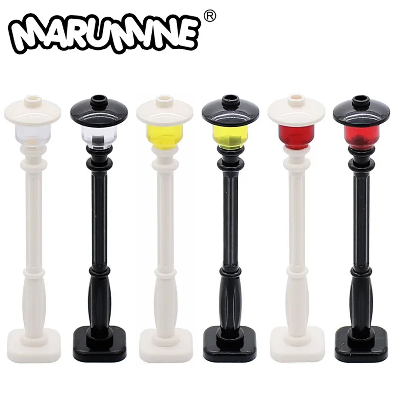 Marumine MOC Bricks Retro Street Light Lamp 10PCS City Park Road View Building Blocks Assembles Particles Parts 11062 4740 3626