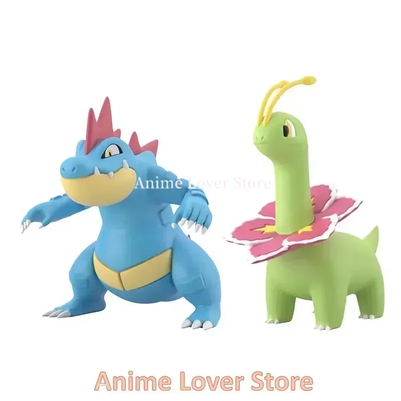 Bandai Original Scale World POKEMON Johto Region Feraligatr Meganium Anime Figure Toys for Kids Gift Collectible Model Ornaments