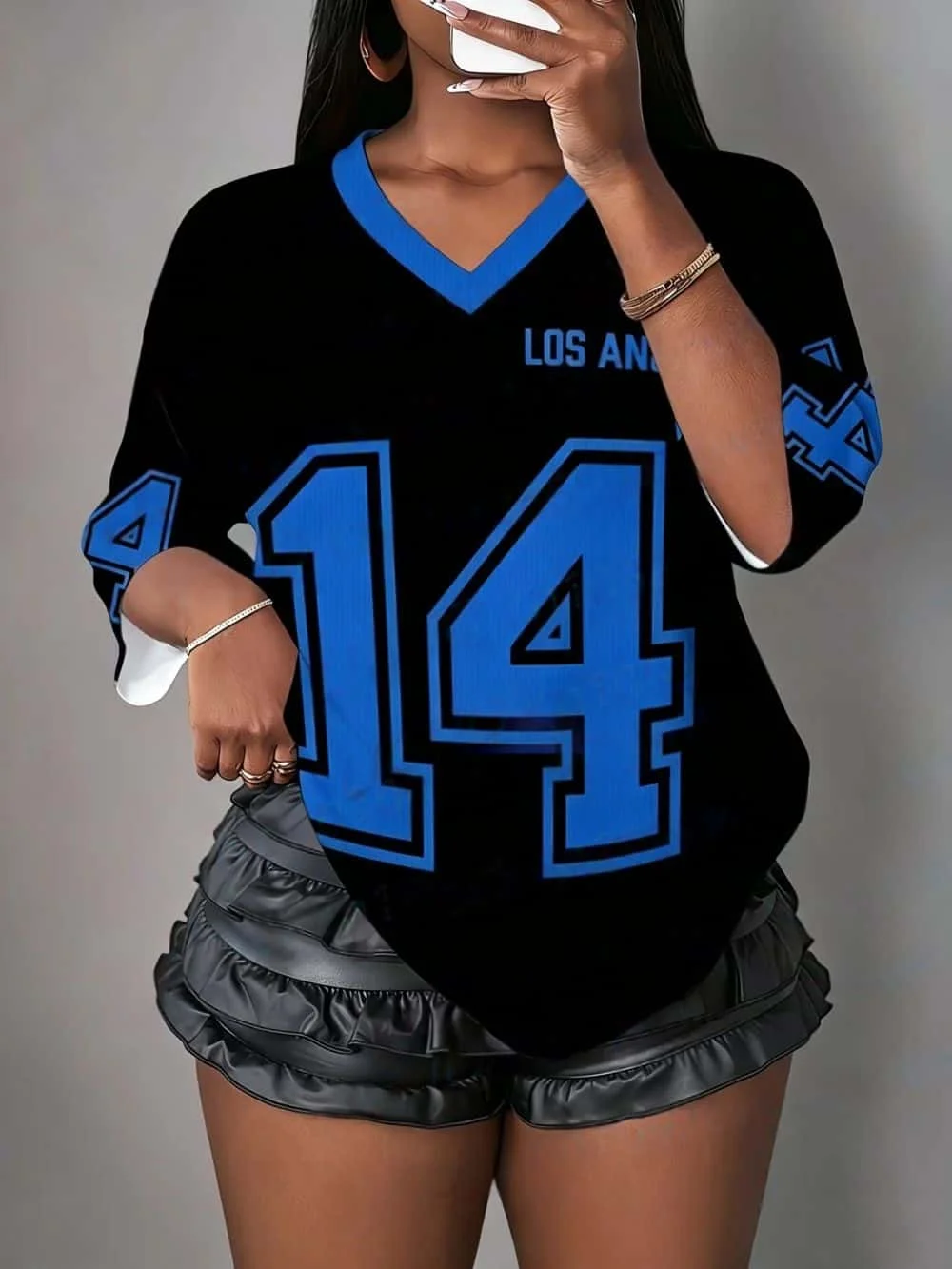 26 New Product 3D Printed V-neck Short Sleeved T-shirt Unisex Size Plus Contrasting Color Loose American Retro Street Top