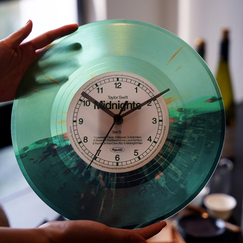 

Simulated Record Personality Wall Clock, Simple Living Room, Household Creative Fashion, Round Hanging Decoration, Gifts