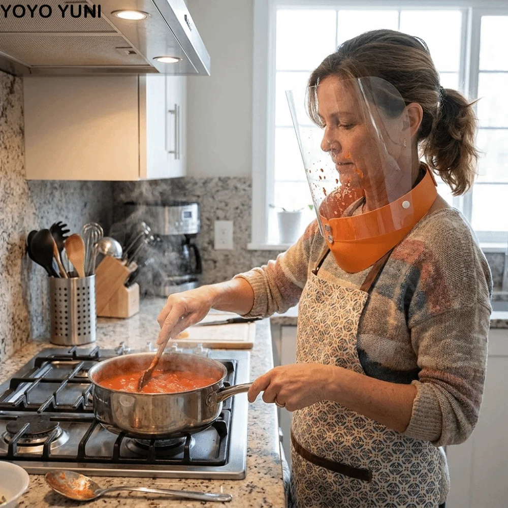 Ultra-Transparent Lens Full Face Cooking Shield Smooth Surface Easy To Wipe Clean Kitchen Protective Visor Lightweight Structure