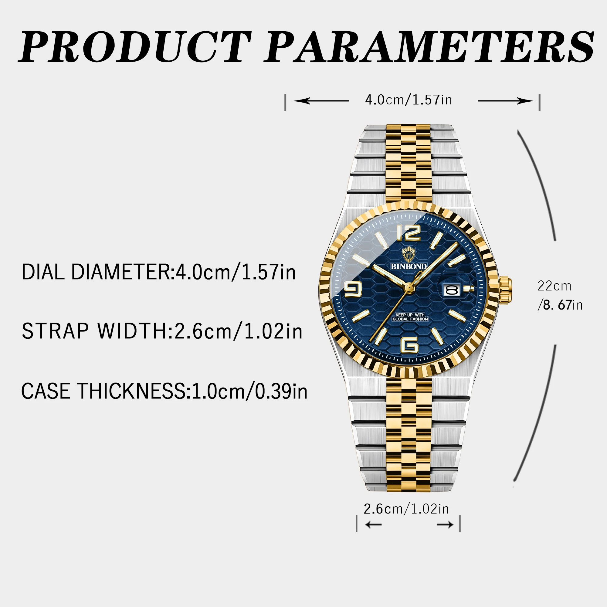 Binbond original militar homem relógio de pulso quartzo semana data relógio para homem à prova dwaterproof água luminosa aço inoxidável relógios masculinos reloj