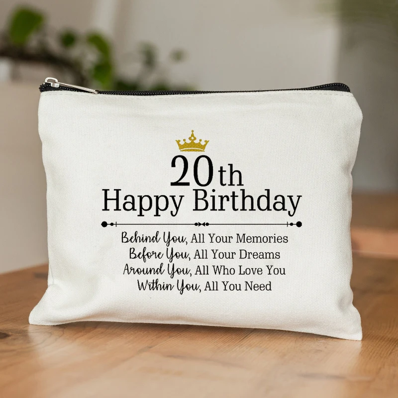 Bolsa de maquiagem com zíper para mulheres, Presentes de aniversário de 20 anos, Presentes de viagem para ela