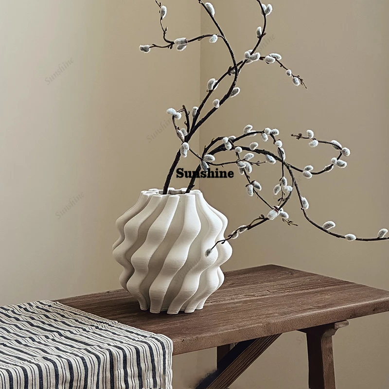 Nordic Vase Modern Home Decoration Vases Aesthetic Unusual Shape Flower Bottle Ceramic Elegant Flowerpot Interior Accessorie