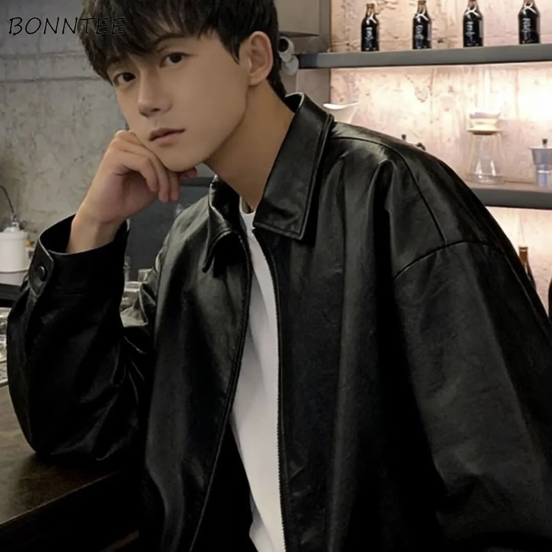 

Винтажные кожаные куртки для мужчин, мотокуртки, уличный стиль, американский ретро-дизайн, свободные куртки на молнии, бомберы, верхняя одежда, стильные куртки.