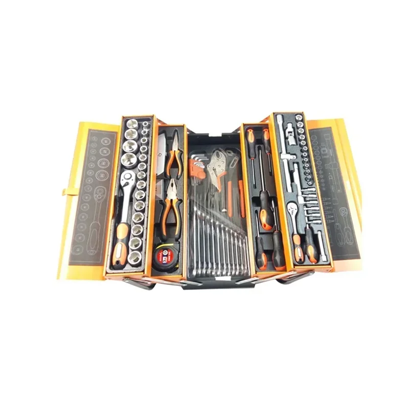 85 iron box toolbox set with vehicle maintenance tool Portable folding toolbox