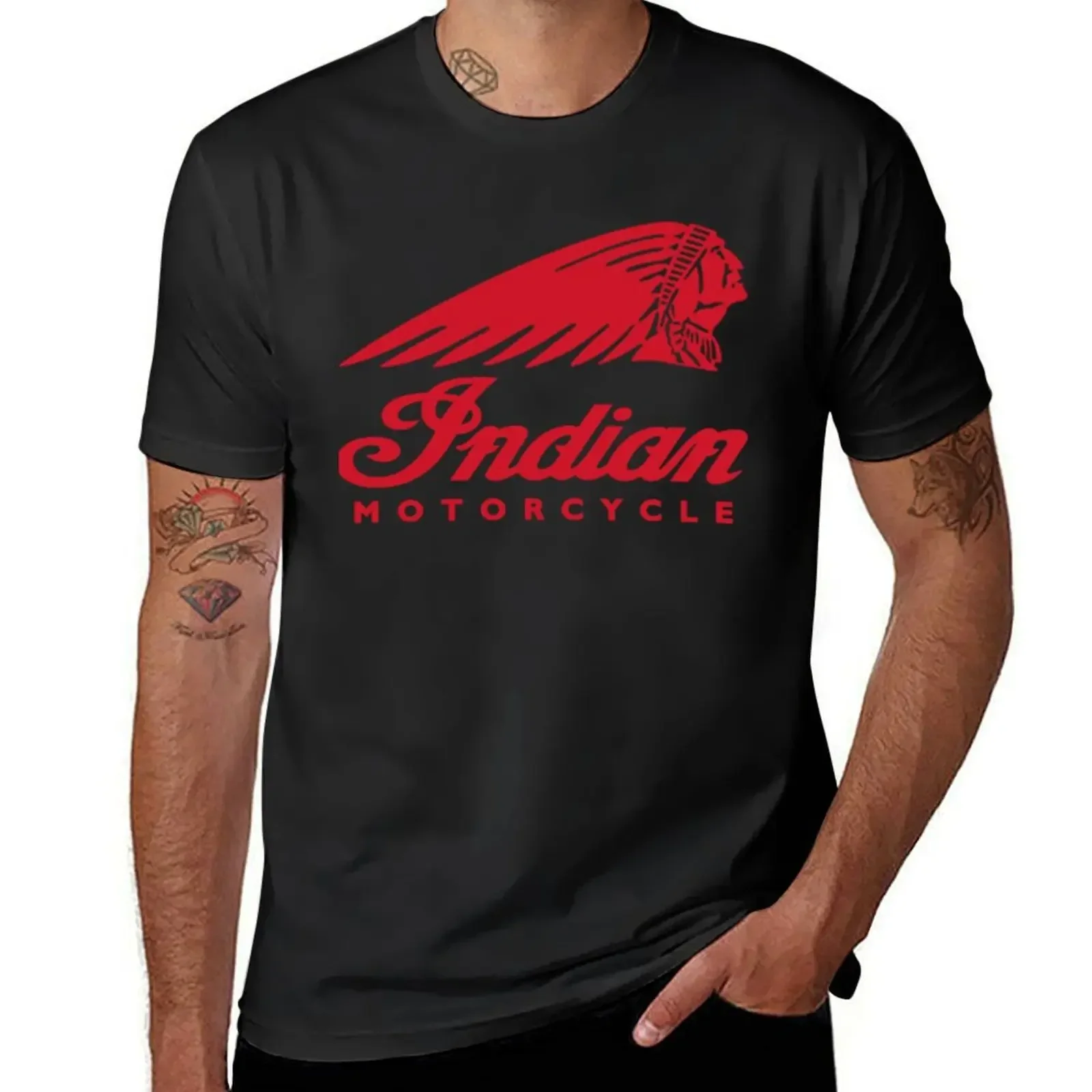 Indians motocicleta logotipo manga curta t-shirt para homens, t-shirt ativa, basquete gráfico