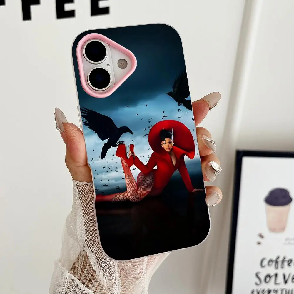 

Чехол для телефона Cardi B Jelly Double layer Pink для iPhone 17 16 15 14 13 12 11 Air Pro Max Plus, защитный