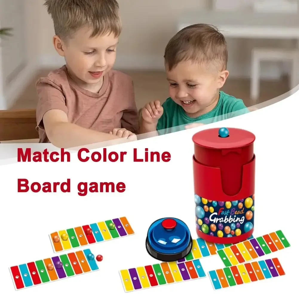 Match Color Line Bingo Board Games For Adult Kids Reaction Training Toys Fun Fast Bead Grabbing Two-player Game with Bells&！！