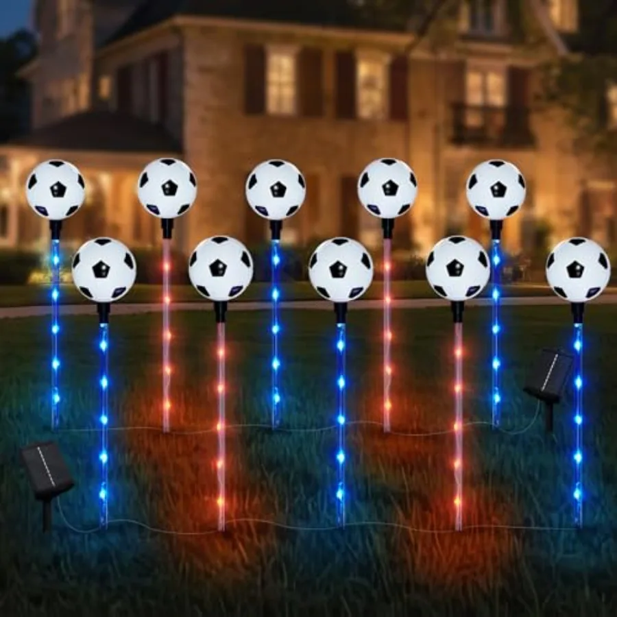 

4th of July Patriotic Solar Pathway Lights, 2026 World Cup Soccer LED Landscape Stake Lights, Waterproof Outdoor Decor for Pati