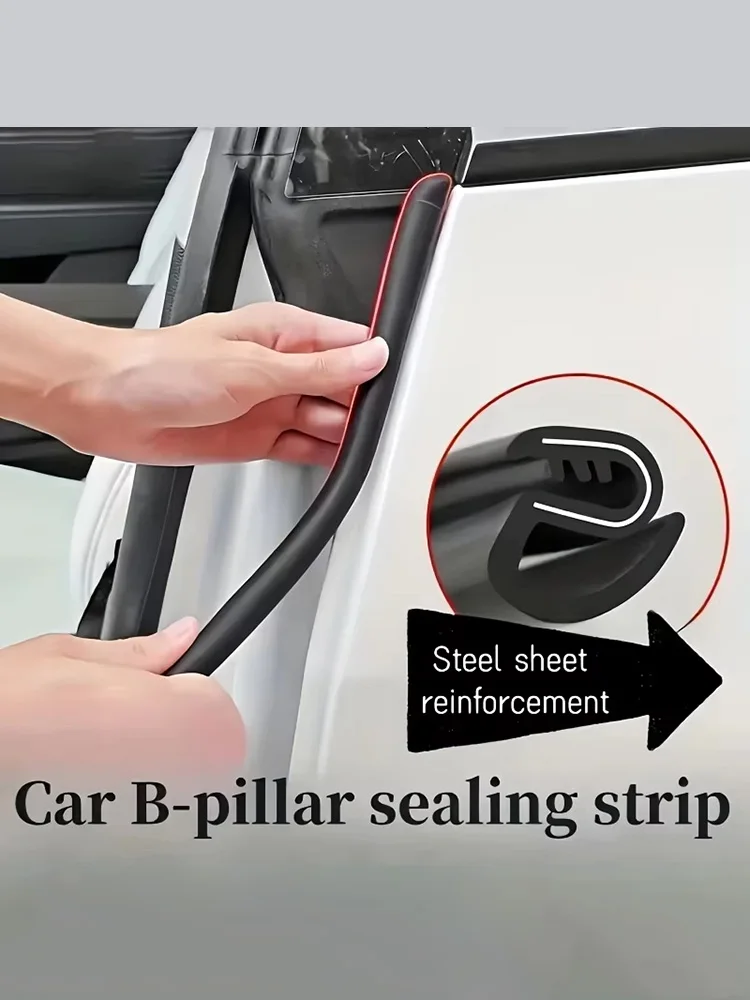 

2pcs Car B-pillar Sealing Strip with Steel Bar Car Door Edge Seal Strip Car Rubber Weatherstrip Sound Insulation Sealing Strips