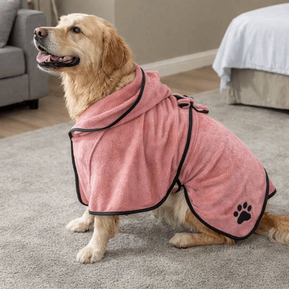 Roupão de Banho para Cães de Alta Absorção com Cinto Fixo, Toalhas de Banho Super Quentes para Cães, Toalha de Microfibra com Capuz para Limpeza e Higiene de Animais de Estimação