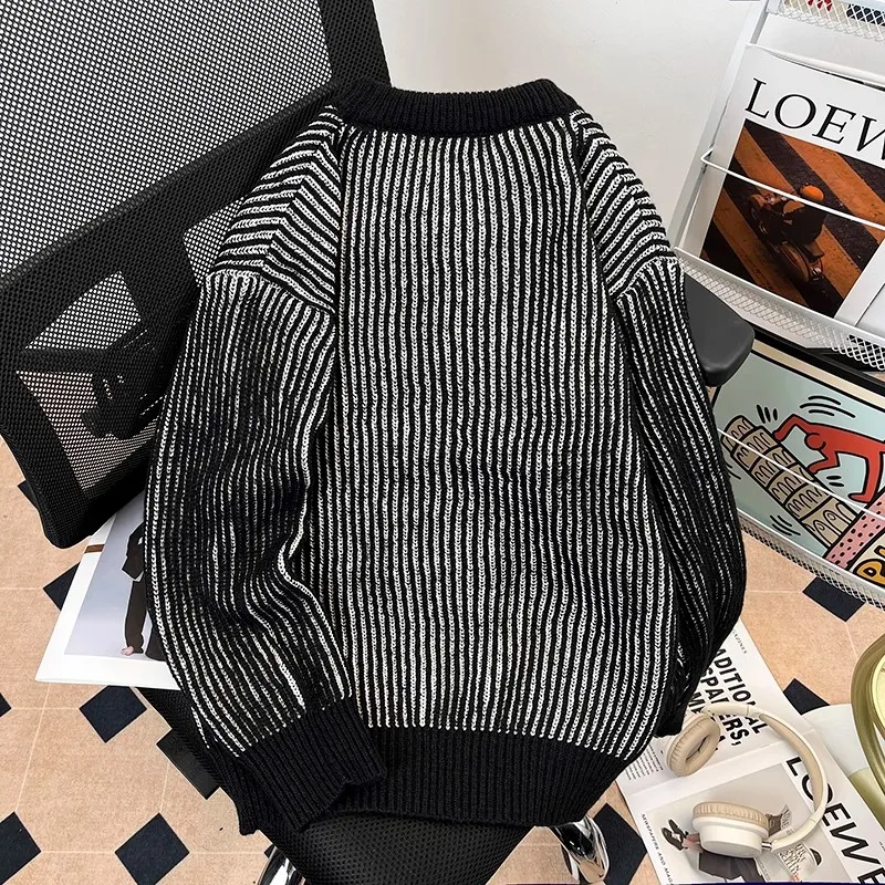 الخريف الشتاء الرجال Thiened لينة الجولة Ne تريكو فضفاضة تناسب اليابانية Sle سويتر مقلم العصرية الرجعية ملابس خارجية معطف