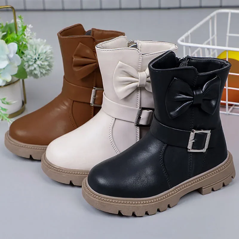 

Winter Martin Boots For Teenager Girls Korean Style Butterfly Bow Fashion Boots Waterproof Platform Versatile Fashion Boots Girl