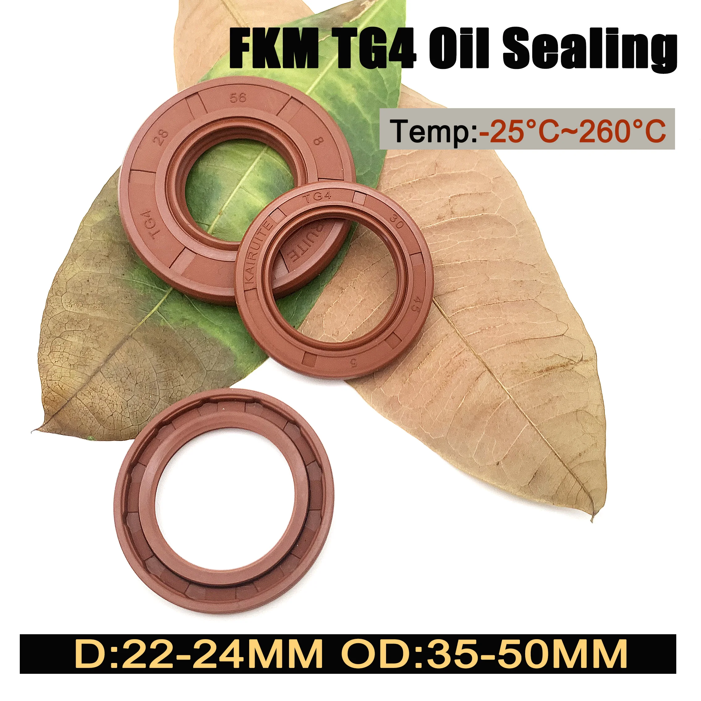 Seal oli rangka Fluororubber TG4 tahan korosi tahan suhu tinggi tahan aus FKM ID 22mm~24mm OD 35mm~50mm