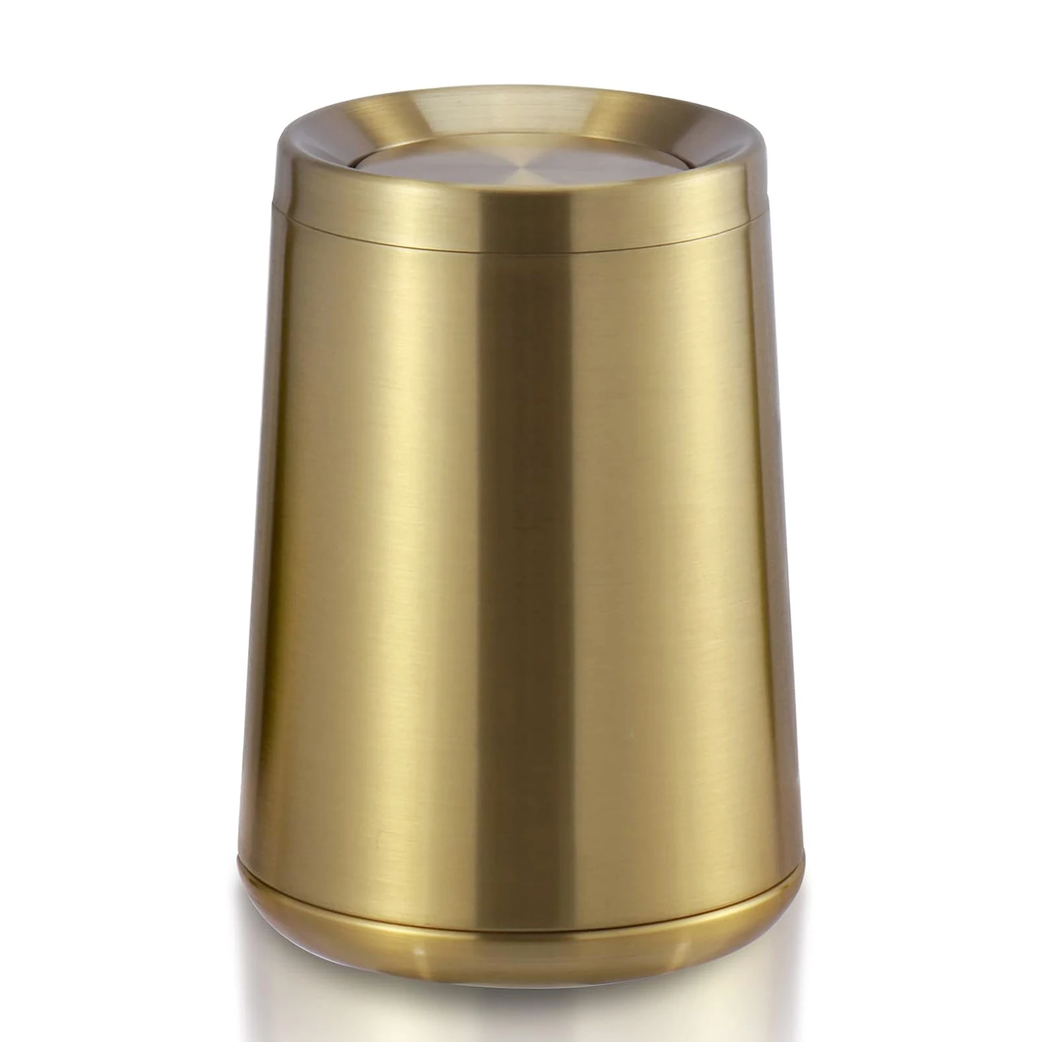 10 L /3 gal Home Swing Gold Bathroom trash can, brushed stainless steel, trash can with flip lid, suitable for indoor or outdoor