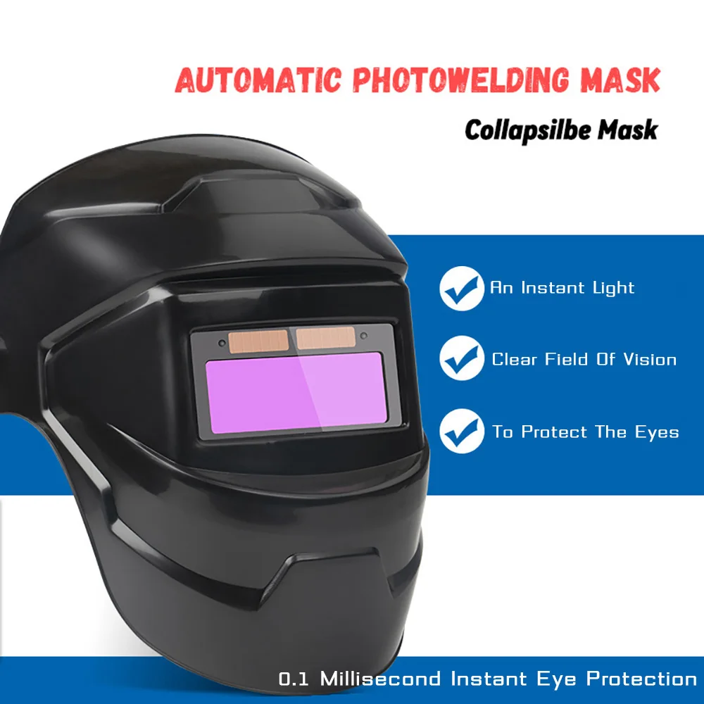 Welding Mask Solar Automatic Dimming Color-changing Head-mounted Welding Mask High Temperature Protection Welder Mask Cap 