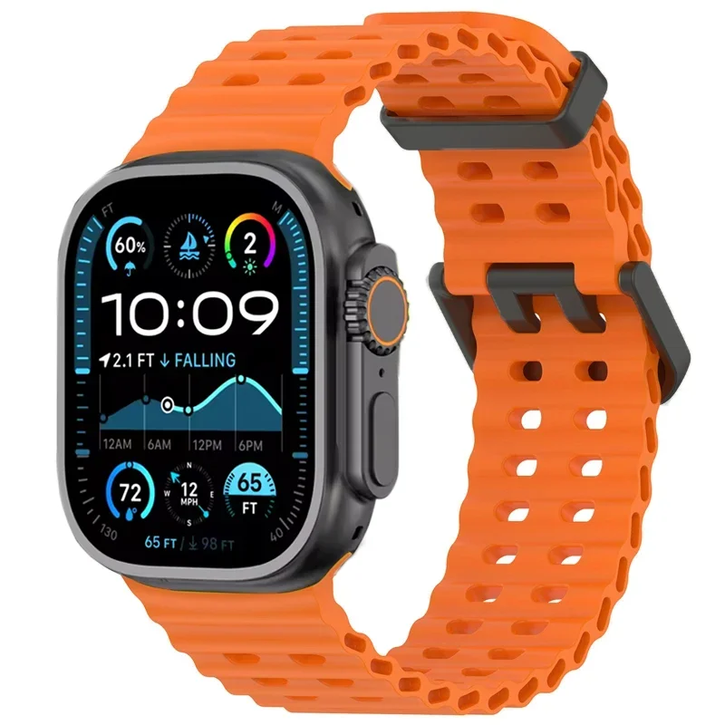 Ocean Sports Silicone Strap for Apple Watch Ultra 2/1 49mm Band 10 46mm Wristband iWatch 9 8 7 6 5 SE 45mm 44mm Bracelet Correa