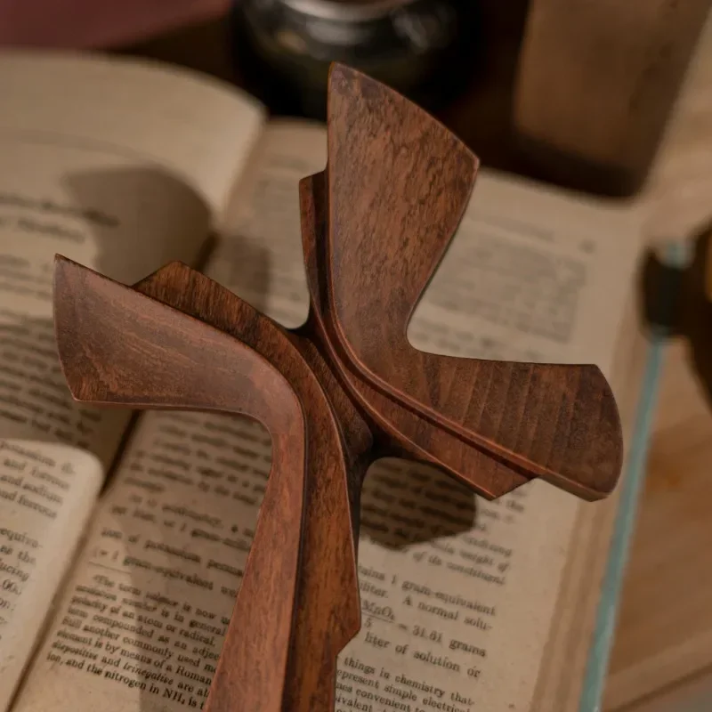 Vintage Solid Wood Carving Cross on Wall Cross Home Living Room Decor view 3