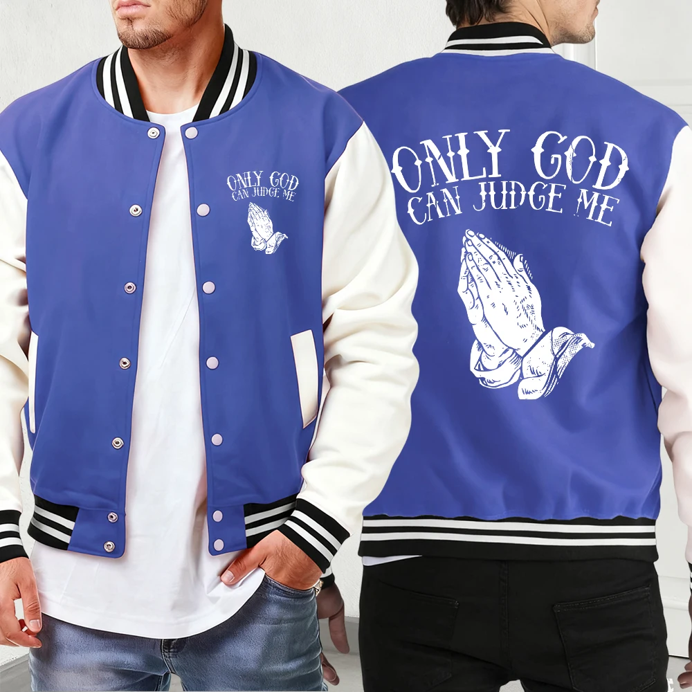 Only God Can Judge Me Printing Casual Sport Menswear Classic Street Jacket Men'S Pocket Fashion Coat Comfy Loose Baseball Jersey #3