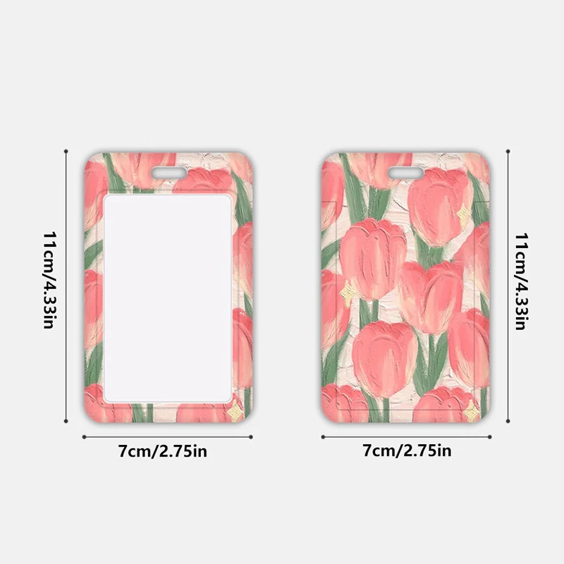 Rose Flower Business Card Holder Cartoon Cute Pink Credit Card Holders Bank ID Holders Badge Card Cover Case For Women Men