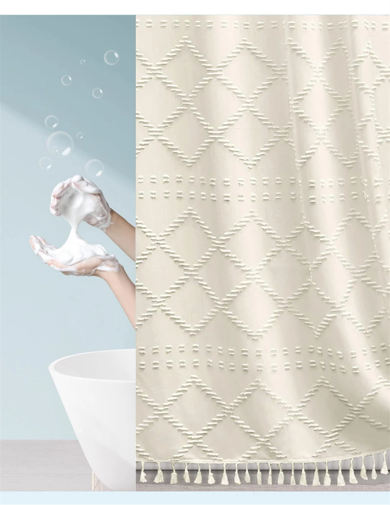 

Водонепроницаемый душ в стиле BOHO с крючками, высокое качество, домашний декор для отеля, занавеска для душа с кисточками для ванной комнаты