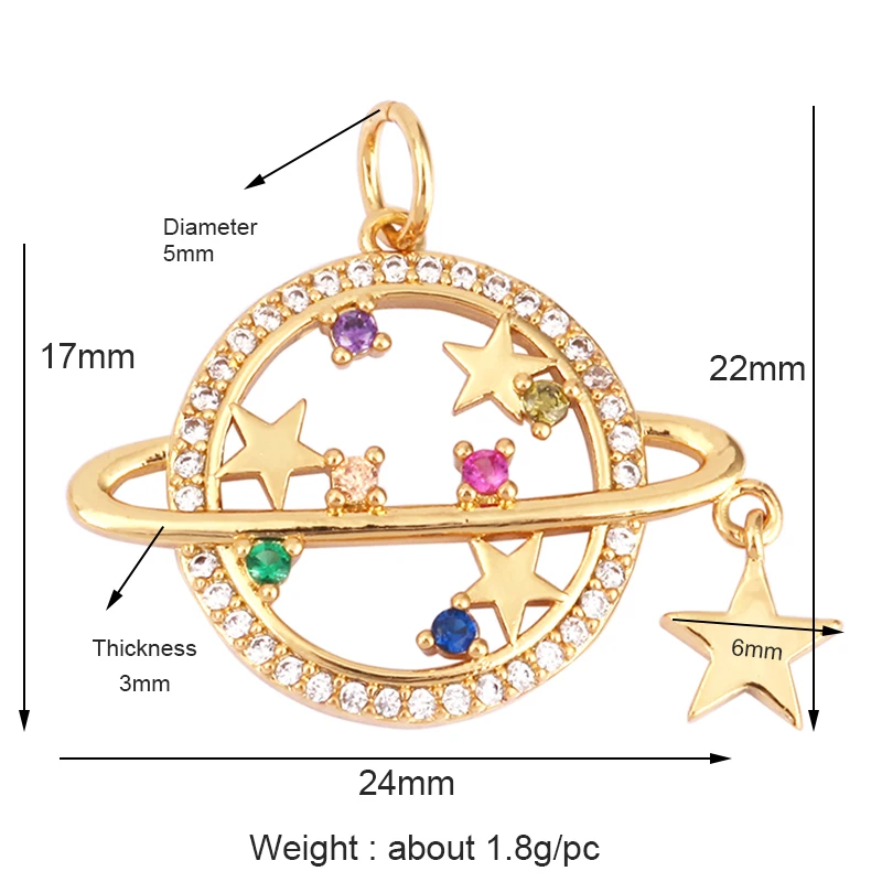 Whole sale custom selection -- Sun Moon Star 18K Gold Plated Charm Pendant,Cubic Zirconia Jewelry Necklace  Making Supplies