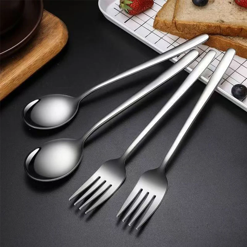 

4 Pcs Long Handle Cutlery Set 304 Stainless Steel Spoons Forks Set Spoons Dessert Forks Set for Hotel Home Bar Coffee Christmas