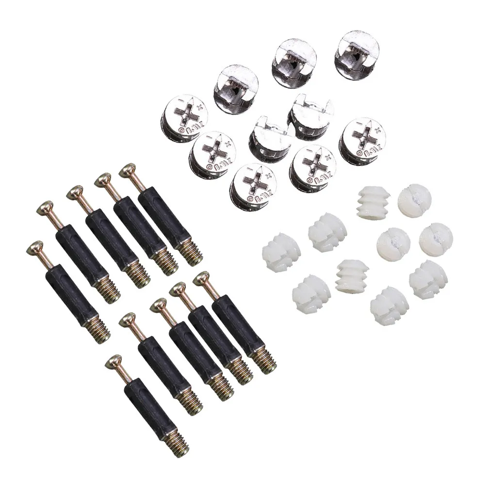 24Sets Industrial Grade Cam Lock Screw Fittings Furniture Fasteners Connectors Not Easy to Bend Break Cam Lock Nut Screws