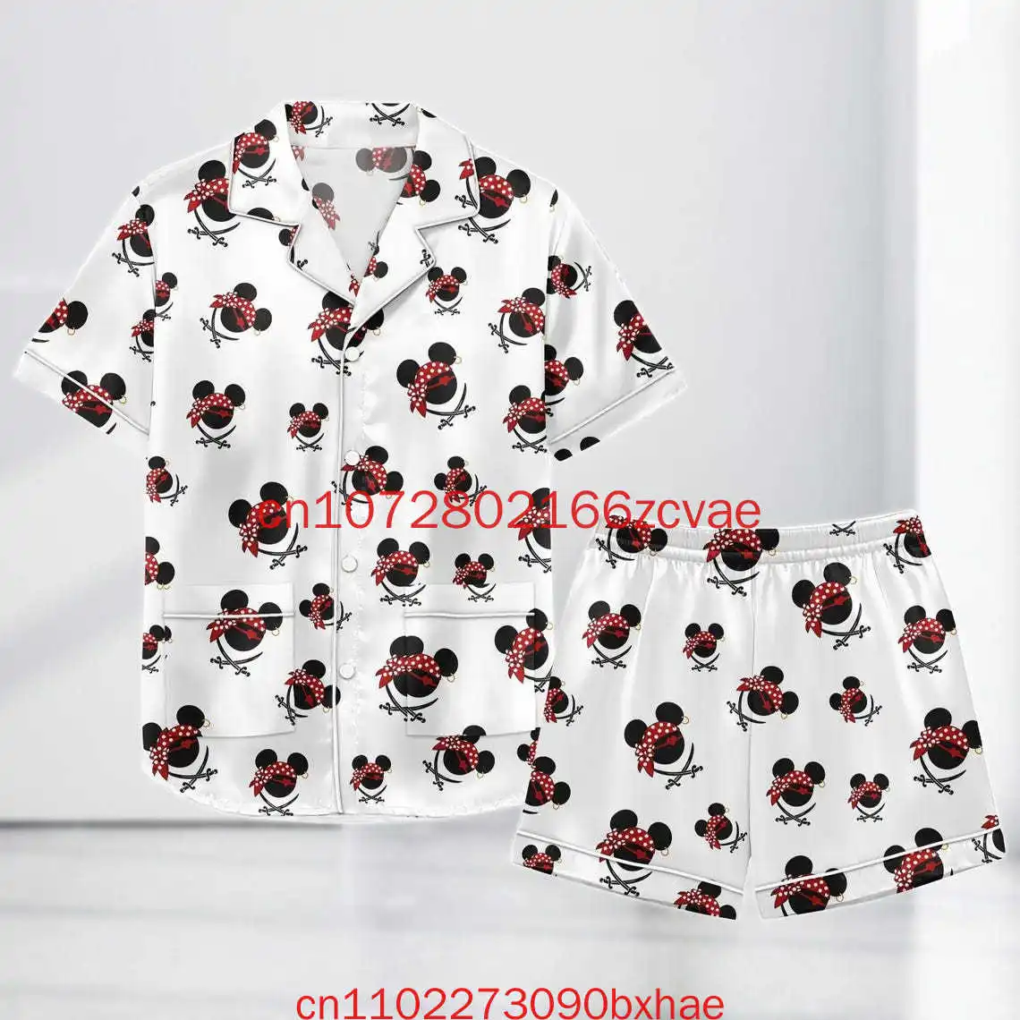 

Короткие пижамы с Микки и Минни, одежда для дома с черепом Диснея, милый пиратский подарок для нее, забавный комплект для сна Диснея