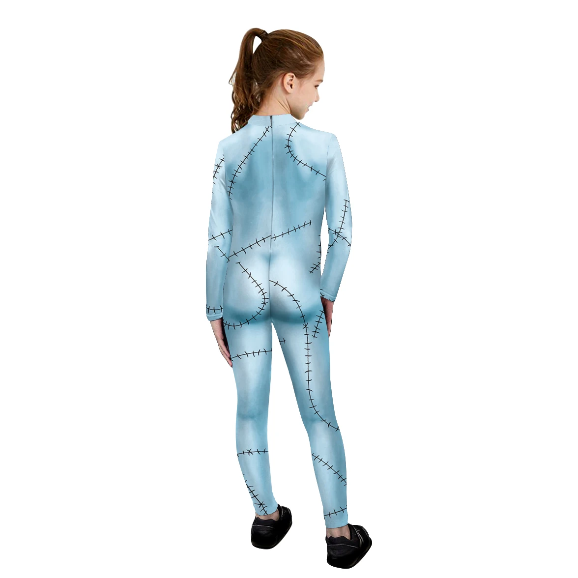 Disfraz de Cosplay de Anime para niños, mono divertido para niña, Catsuit para fiesta navideña, ropa azul de manga larga con cremallera, estampado 3D