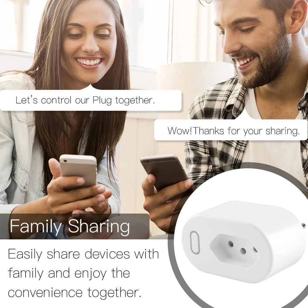 Tuya 16A Brazil Standard WiFi Smart Plug Power Monitor Smart Life APP Smart Socket Voice Control for Google Home Alexa