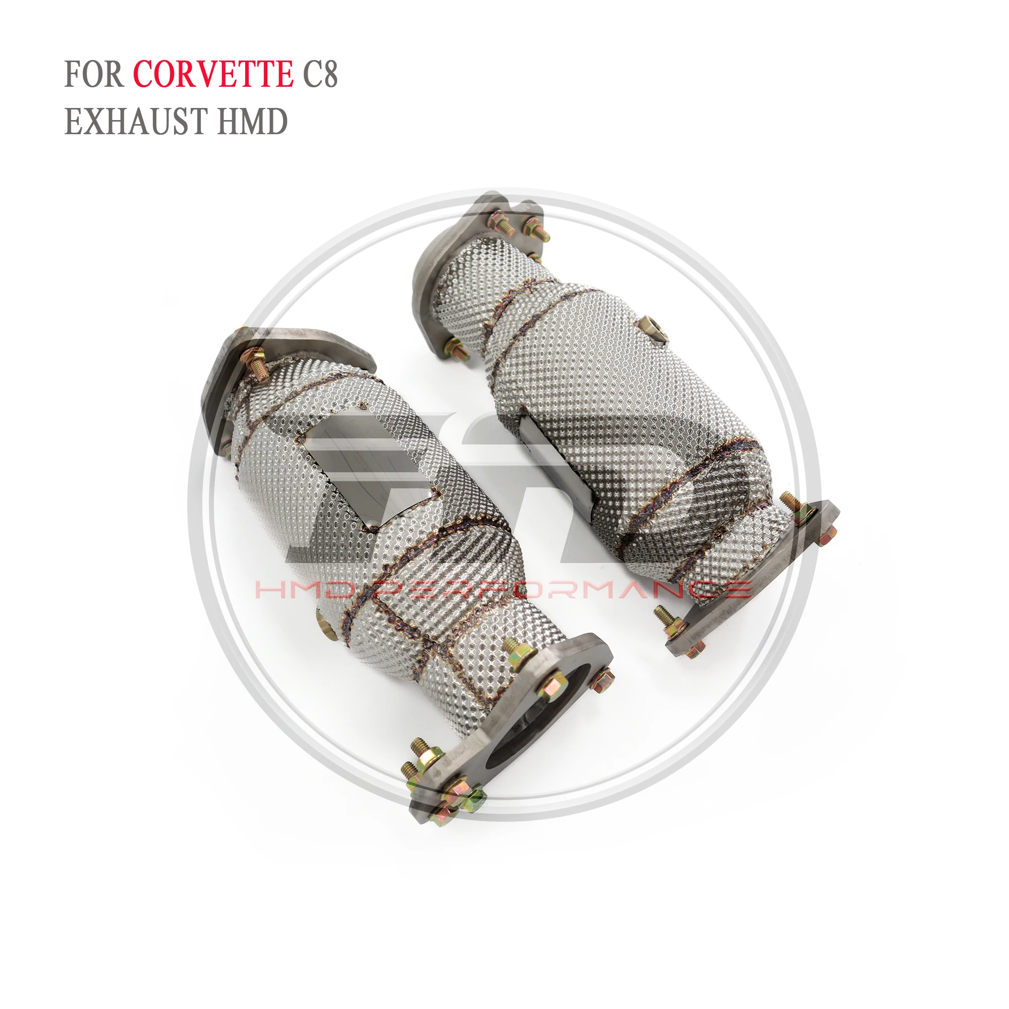 Personalizzazione esclusiva HMD SS304 Catback per Corvette C8 Z06 Tubo dritto senza valvola Downpipe di scarico con catalizia