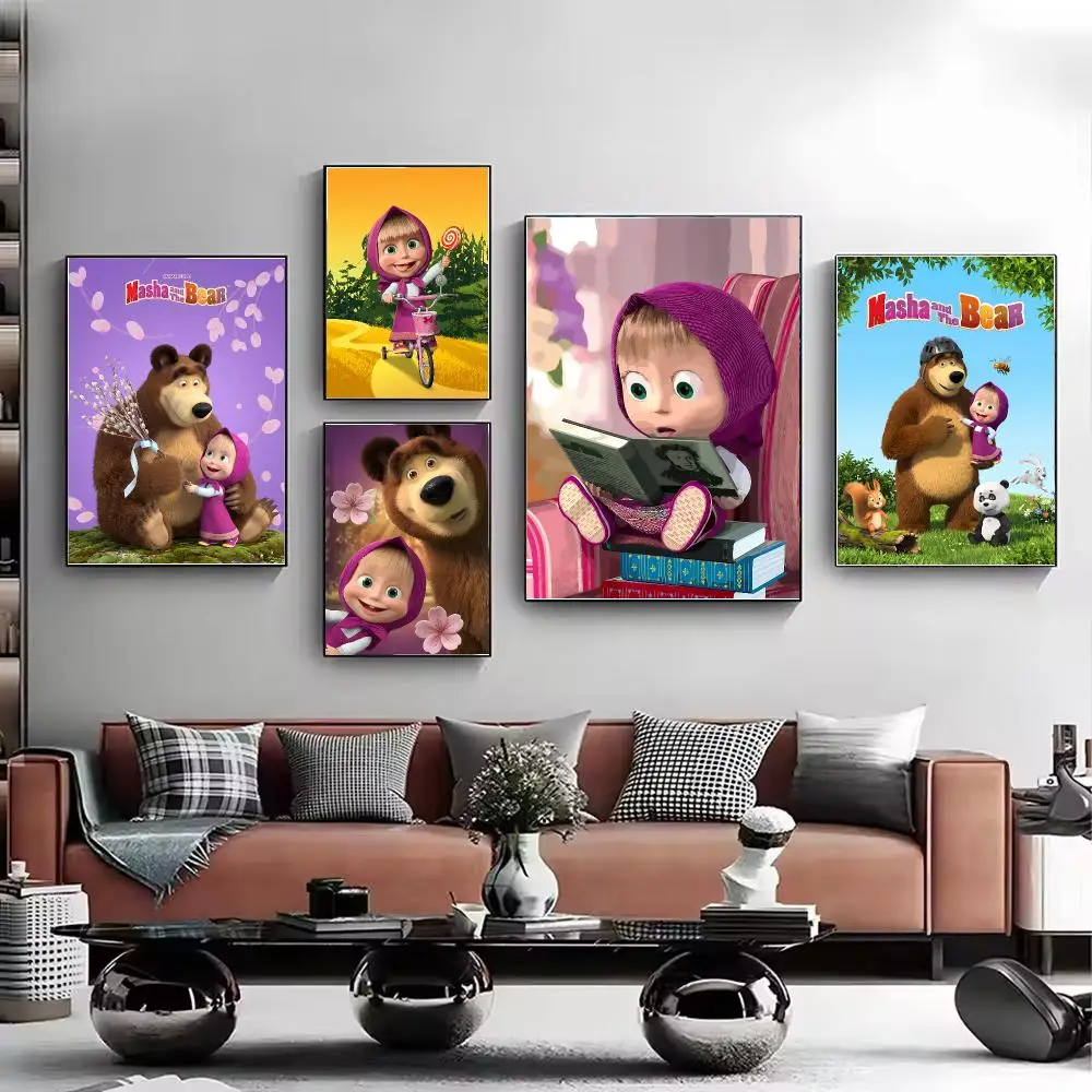 M-Masha and the Bears Poster HD Wall Art Aesthetic Home Decor for Living Room Bedroom Café Office Stylish Gift