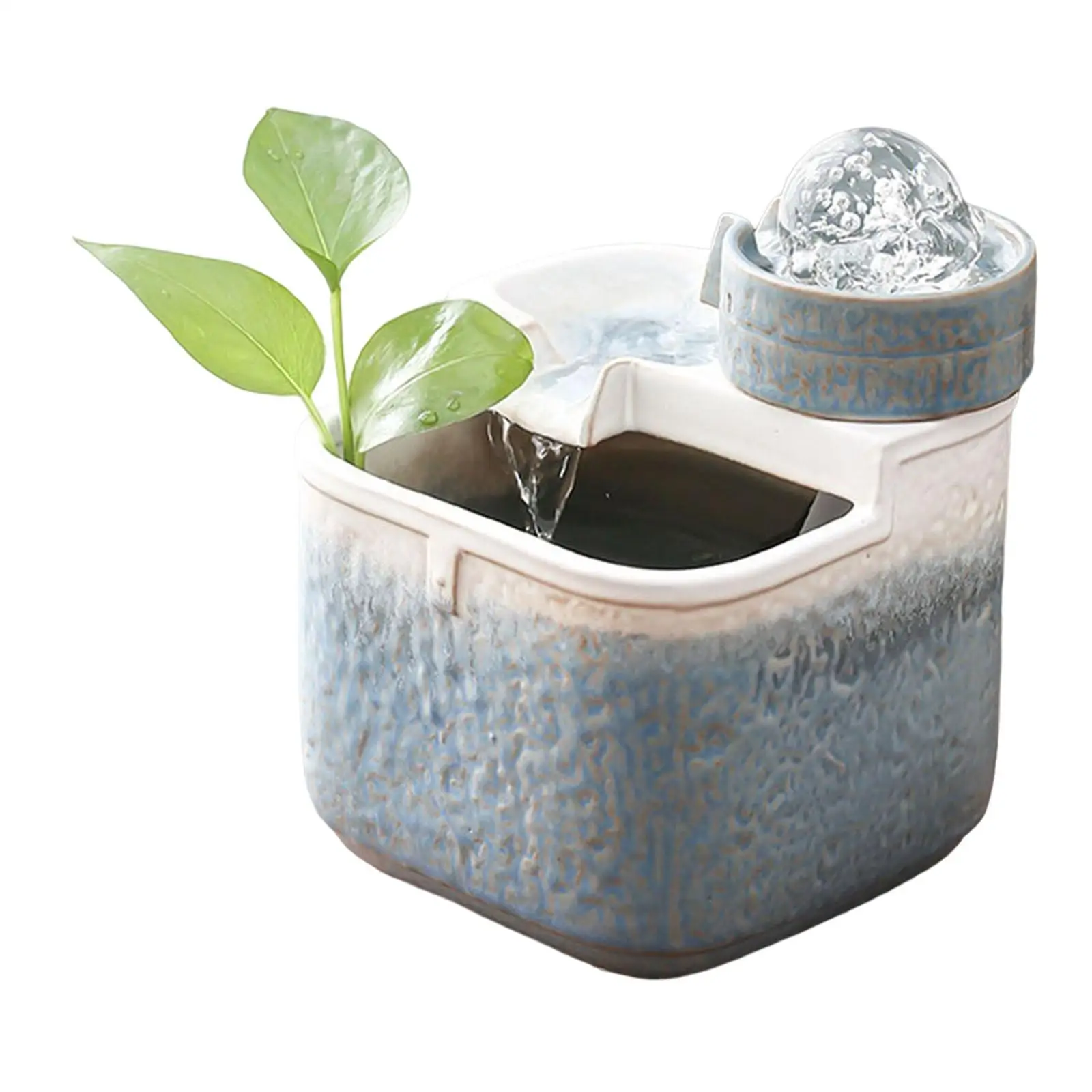 Tabletop Fountain Waterfall Calming Water Feature Garden Ornament with Rolling