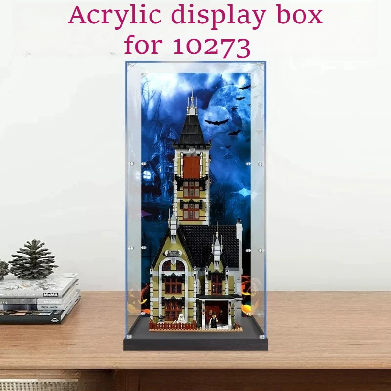 Acrylic Display Case for Lego 10273 Haunted House Fairground Ghost Drop Tower Building Block Model(Excluding Lego sets)