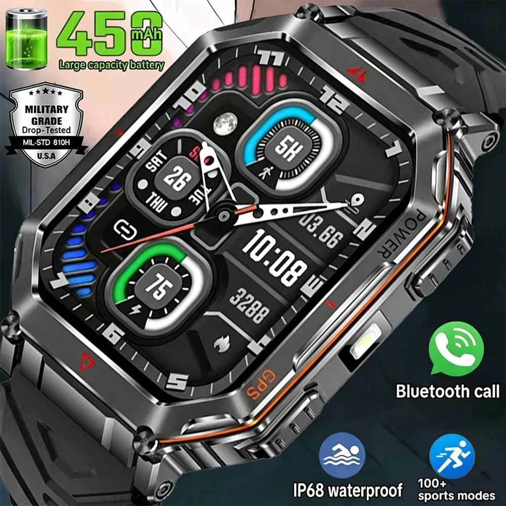 DAORKOW New Military Outdoor Sports GPS Smart Watch Build-in GPS Compass pressure LED flashlight wireless Call Smartwatch Men