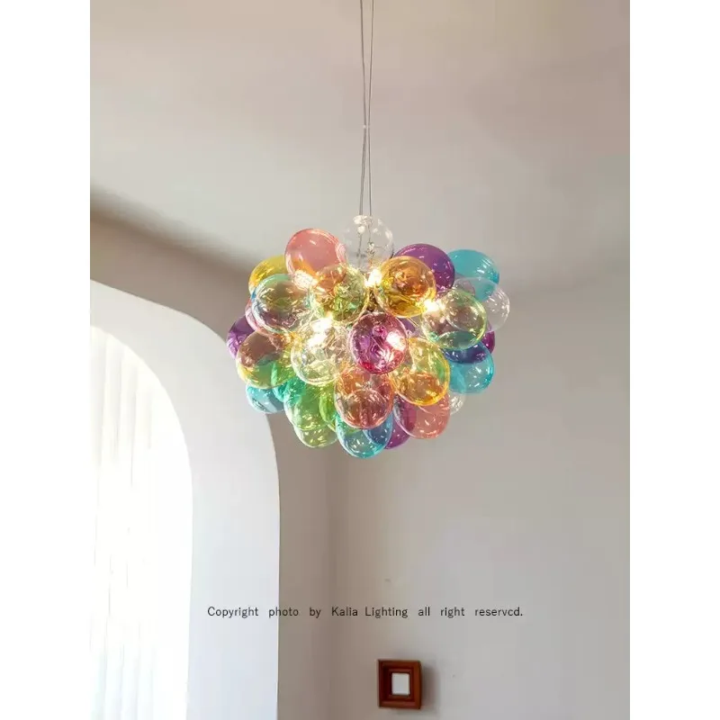 Universe Grocery Store Nordic Designer Stained Glass Balloon Bubble Children's Room Chandelier, Creative Study Light