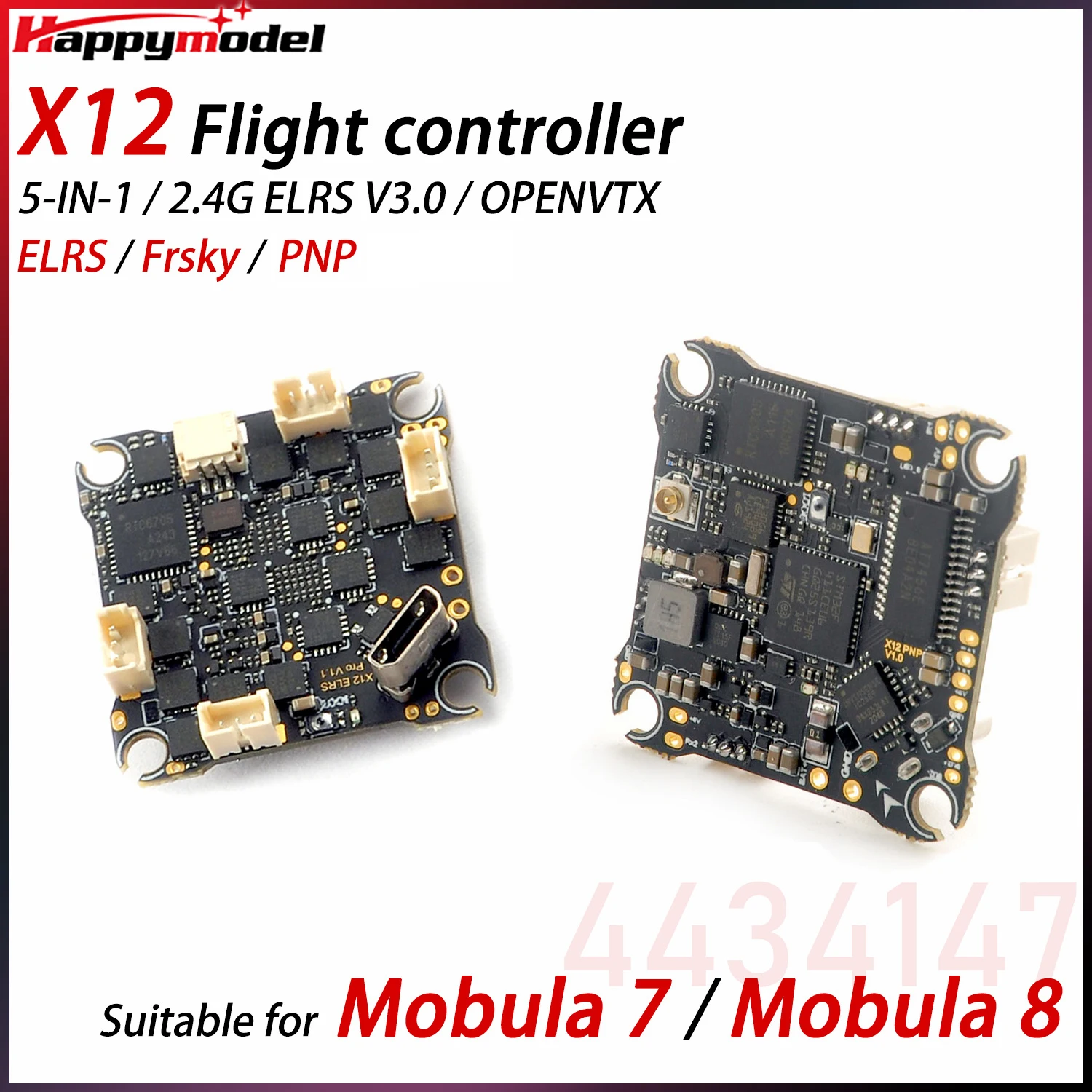 HappyModel X12 / X12 Pro AIO 5in1 2.4G ELRS V3.0 OPENVTX Flight Controller 12A ESC Support 1-2S Frsky PNP ELRS For FPV