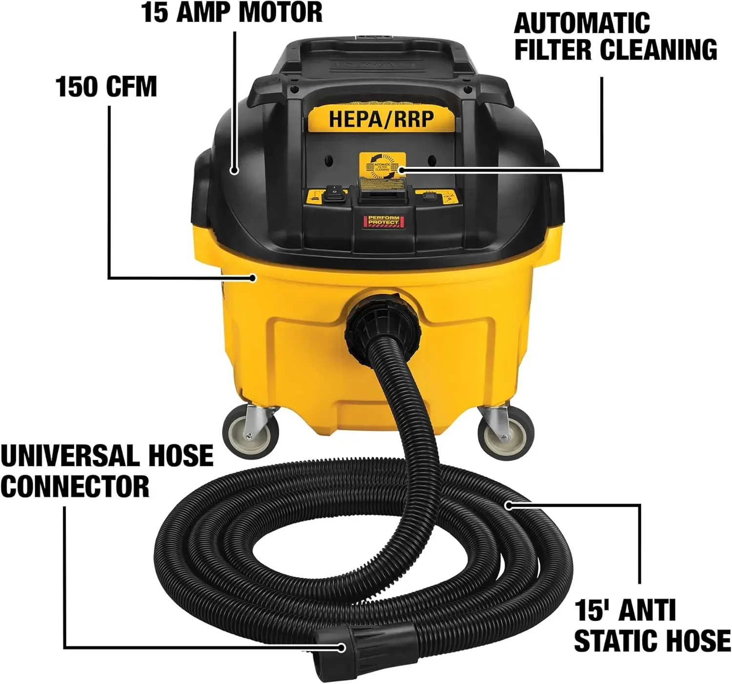 DEWALT DWV010 Extractor de polvo HEPA con limpieza automática de filtro, 8 galones con kit de accesorios para extractor de polvo DEWALT DWV2759